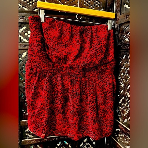 LANE BRYANT Red Leopard Print Strapless Top Size 20 - Picture 1 of 7